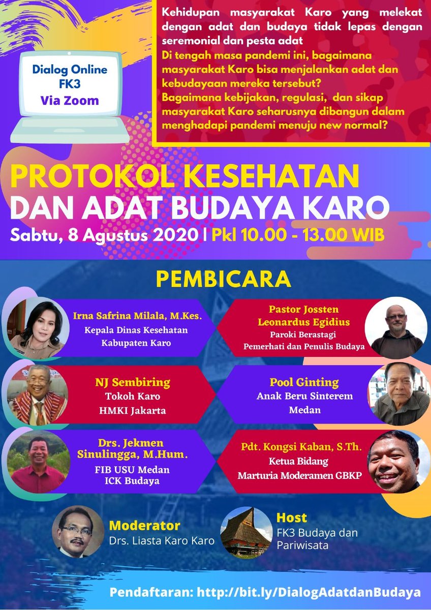 Katiga_K3's tweet photo. Mejuah juah,.                                        Undangen Dialog Budaya via Zoom. 🙏                                                                       Pendaftaran https://t.co/45Y6Lxyk6Z https://t.co/PtpFT6Anac