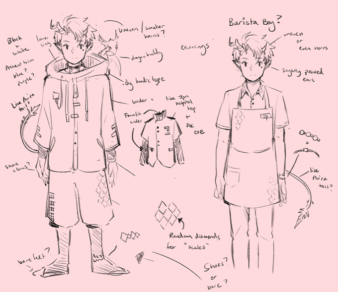 Posted on private last night, but prelim sketch design of the vtuber thing I was thinking of doing for fun hehe... thinking of just going with the right with some more edits later just to see/practice rigging first and maybe adding the other outfit later 