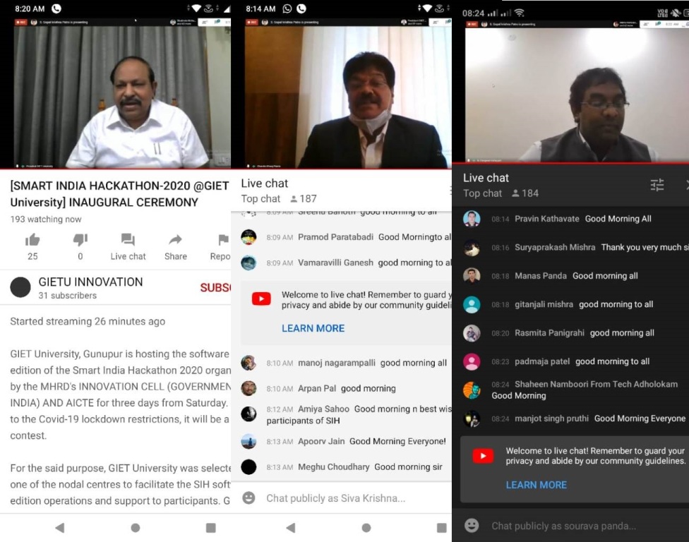 GietuInnovation's tweet photo. LOCAL INAUGURATION OF #SIH2020 @GIETUniversity 
@abhayjere @mhrd_innovation @HRDMinistry
@AICTE_INDIA @Persistentsys @BPRDIndia @pratapsanap 
@ajaythehealer @SadasibaBehera8 @SIH_2020
@i4CIndia @brojomishra #SIHGoesVirtual  #IdeaNation https://t.co/d5NACWHj4a