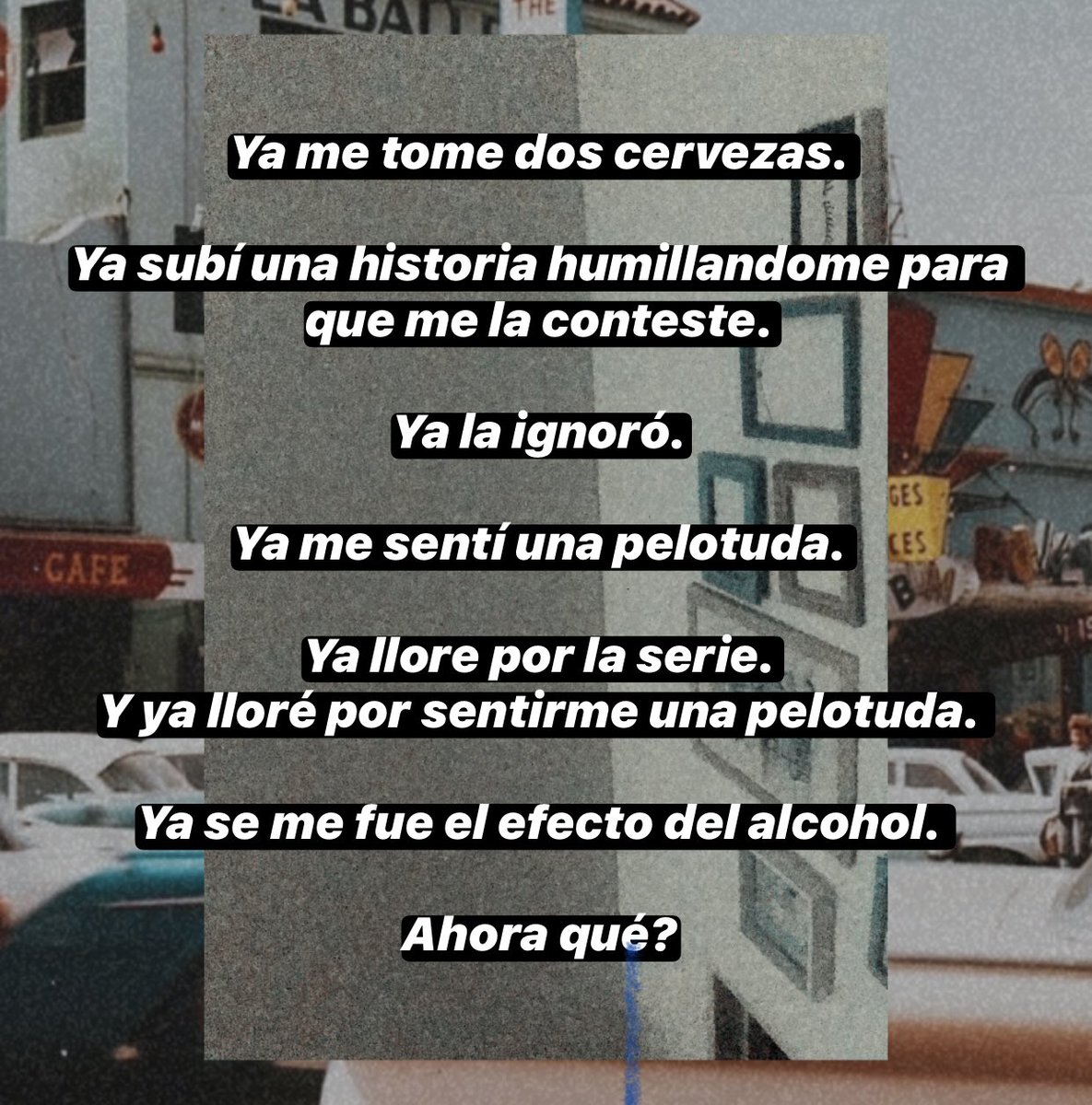 Clarasca1's tweet photo. Esto era más divertido cuando perdías el orgullo dentro de un boliche, llorabas en la barra y con suerte algun otro pelotudo te venia a consolar. https://t.co/lZq6JaLtF3
