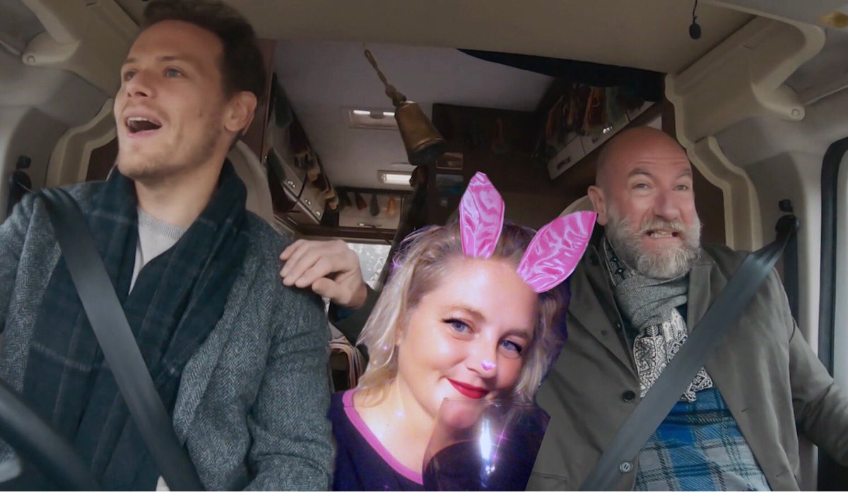 RuschAudrey's tweet photo. When a pandemic prevents any traveling, take a virtual quarancation and have a few with @grahammctavish and @SamHeughan on their @MenInKiltsSTARZ tour across Scotland! @peekaboo_jen you inspired me. #whiskyNhistory #quarancation #meninkilts #ICanDrinkthemunderthetable #funtimes https://t.co/40WAOh730d