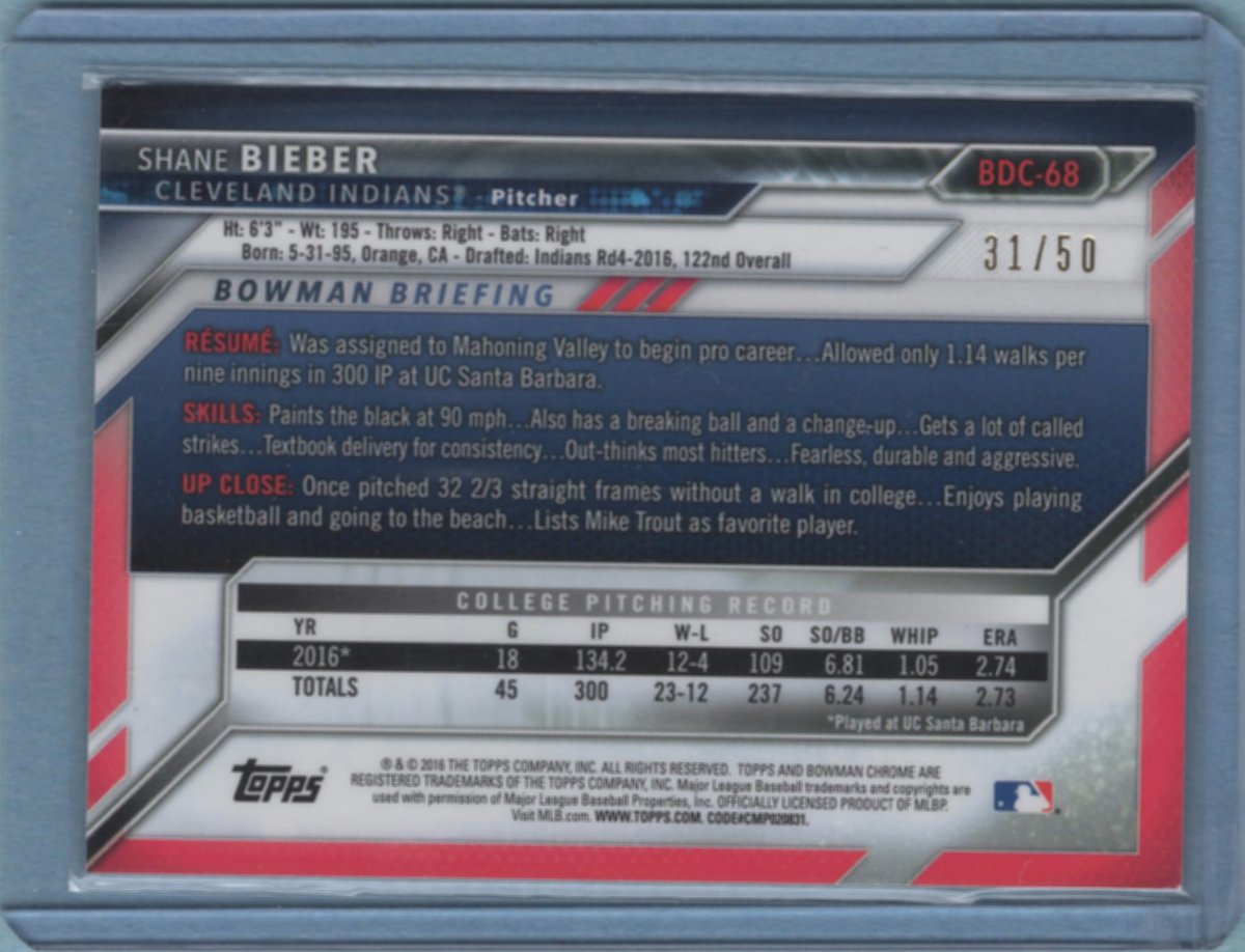 2000doubles's tweet image. Officially posted the only Shane Bieber 1st Gold Refractor /50 from 2016 Bowman Chrome Draft on eBay. Record matching 27K over the first 2 games of the season.

ebay.com/itm/1843836165…

#BaseballCards #theHobby #Topps #collect