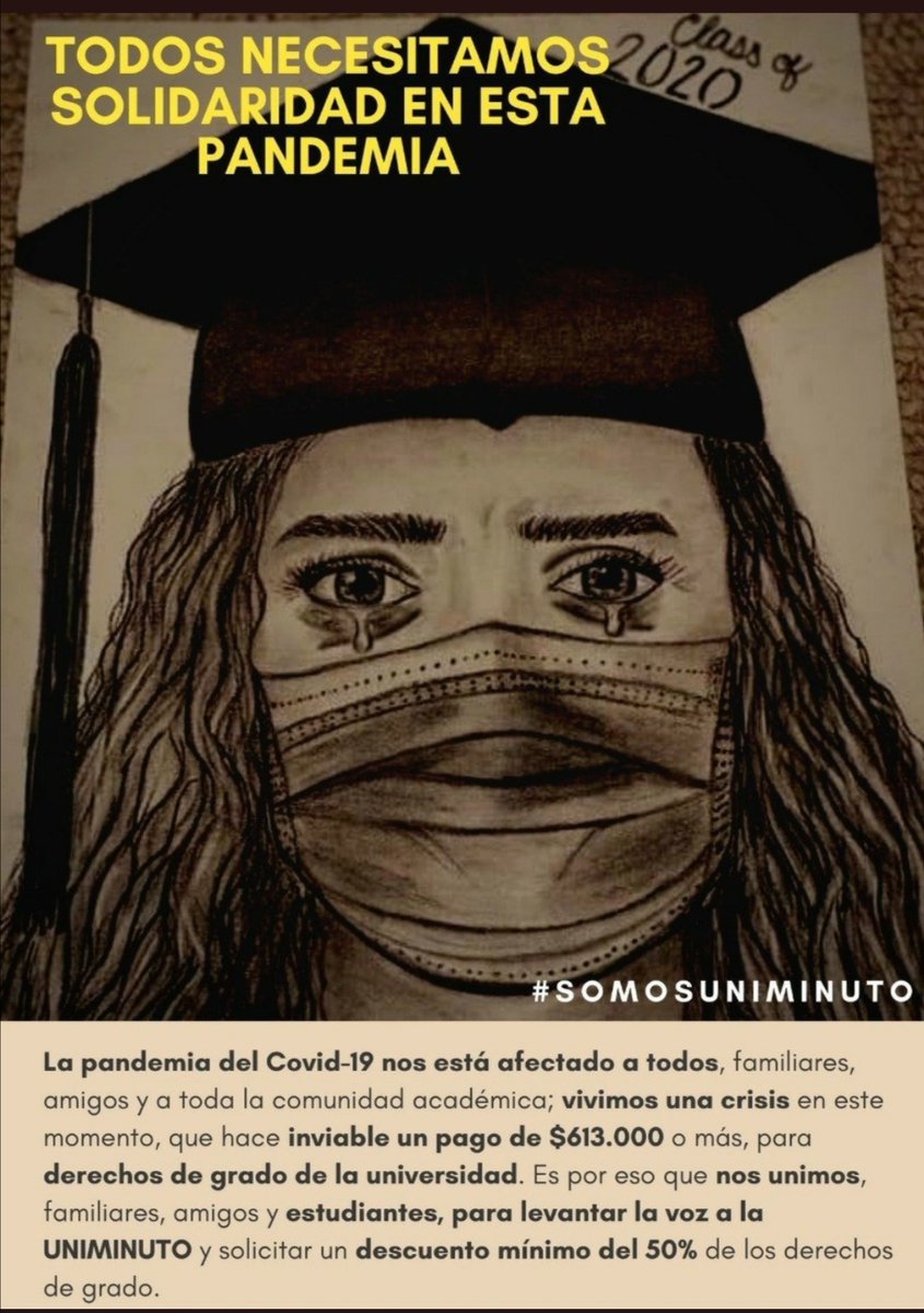mariaca_sprouse's tweet photo. #EstudiantesUnidos
#CincuentaPorcientodeSolidaridad
#GradosConscientes
#YoEstoyConUniminuto
#UniminutoSolidario
#SolidaridadEnPandemia
#Unimimito
#somosUNIMINUTO
@Uniminutobelllo
@uniminutobello
@UNIMINUTOSP
@RectorUNIMINUTO
@DanielSamperO
@elespectador https://t.co/yLJxDuVdGe