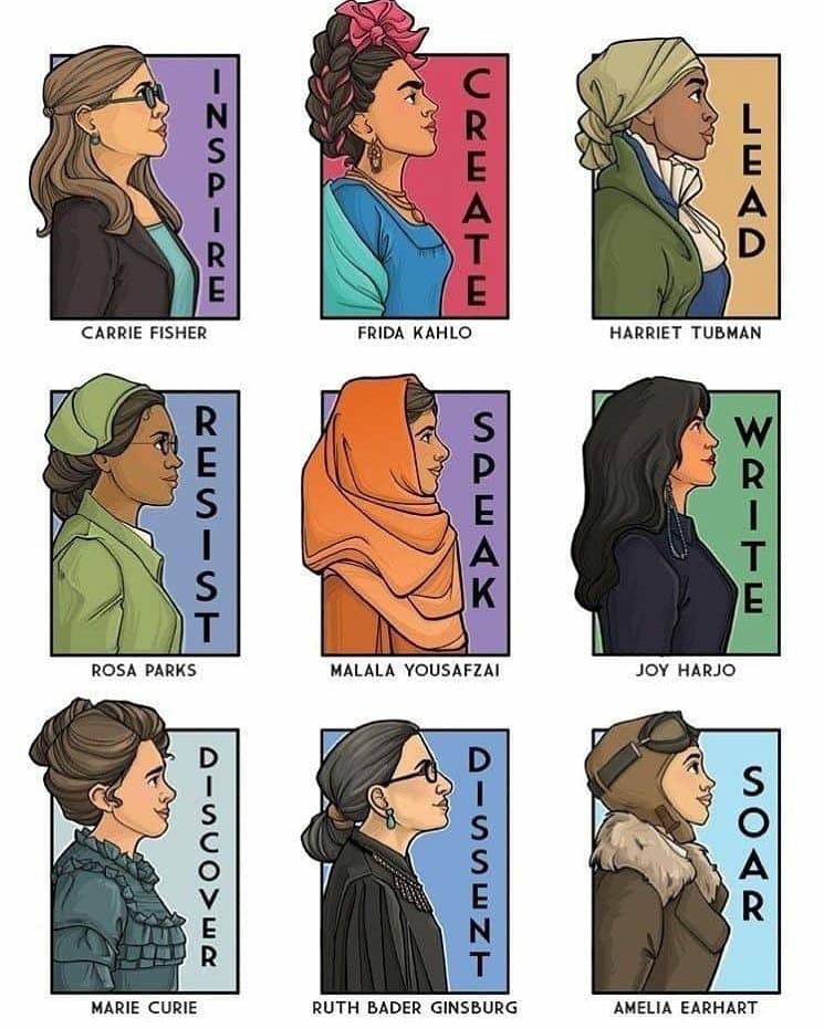 ParulPhd's tweet image. LOVE this incredible poster paying tribute to nine female leads by artist Karen Hallion