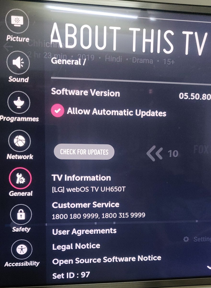 jitinbhatnagar's tweet photo. @LGIndia - Hi LG team,
I am unable to update Webos version on my LG Smart UHD TV. Due to which some of the apps like Disney+ Hotstar is not appearing in content store. Could you please help? I've attached config snapshots. https://t.co/mgGpn7fIDM