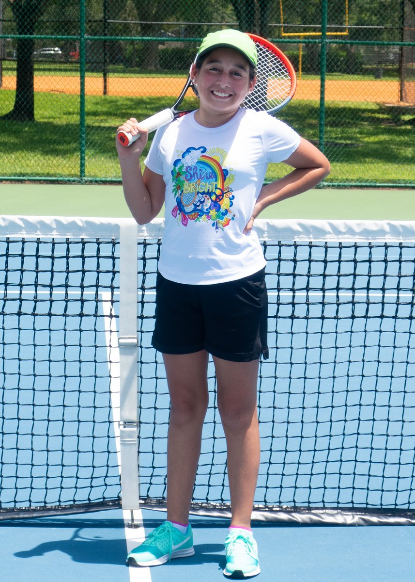 TruthNTennis's tweet photo. Congratulations to our Julianne S. for winning USTA-Florida and Lucky in Love Kids contest.  Her contest entry is printed on the shirt she is wearing.  @USTAFlorida  @usta @luckyinlovekids @laurabowen77 #TennisAtHome https://t.co/RkPaSzttcW