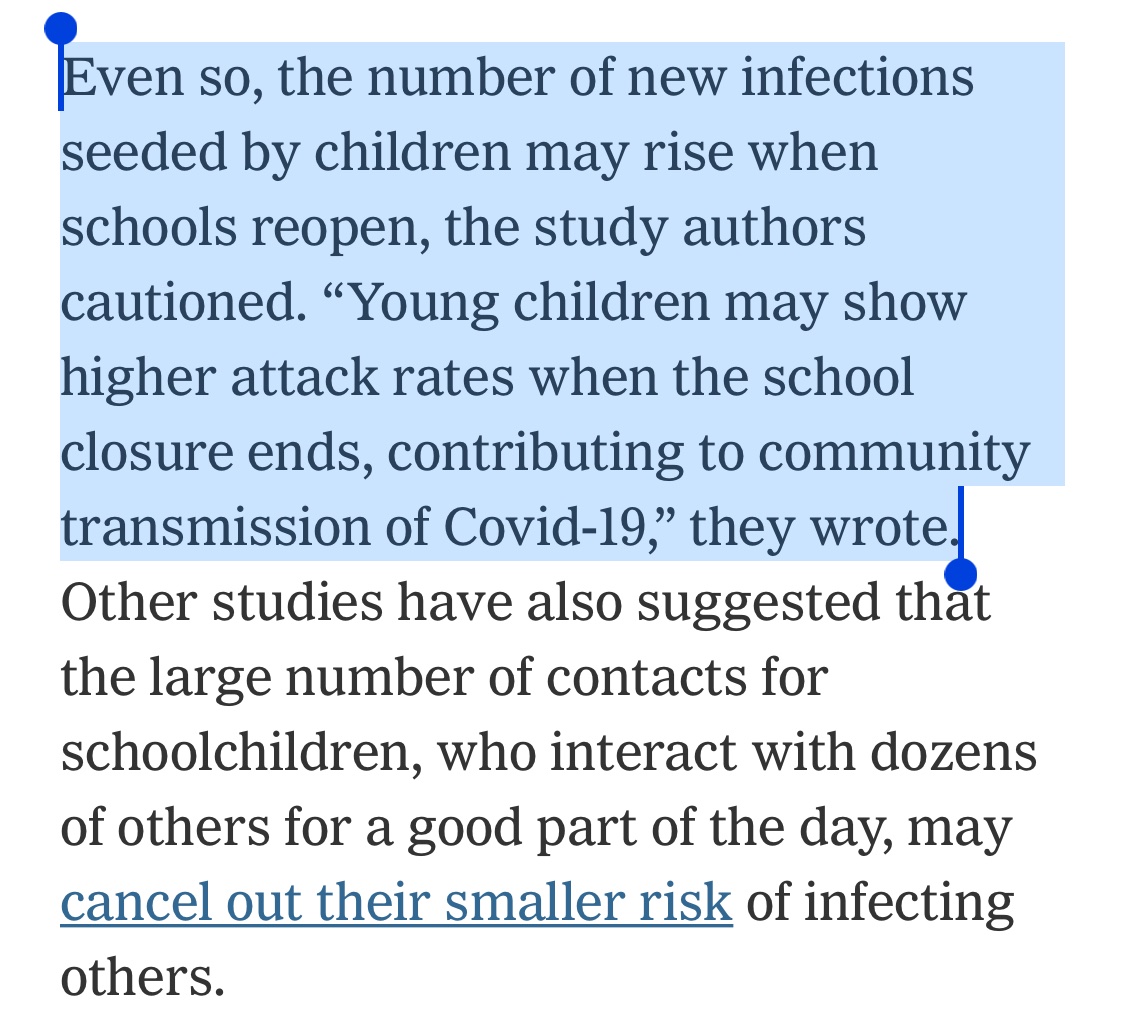 19) for those wondering about the Korea study, while the New York Times says that evidence was found that children can spread it, unsurprisingly  @nytimes lied. It is absolutely false. That’s why that said “MAY”. It’s THEORY, they didn’t actually find evidence of it happening.