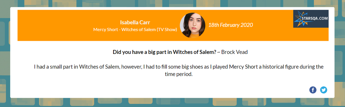 StarsQA's tweet photo. #starsQA

@ItIsCardarelli answers this question DID YOU HAVE A BIG PART IN WITCHES OF SALEM? on https://t.co/pRVkBSLDVp https://t.co/PznXCk1jK3