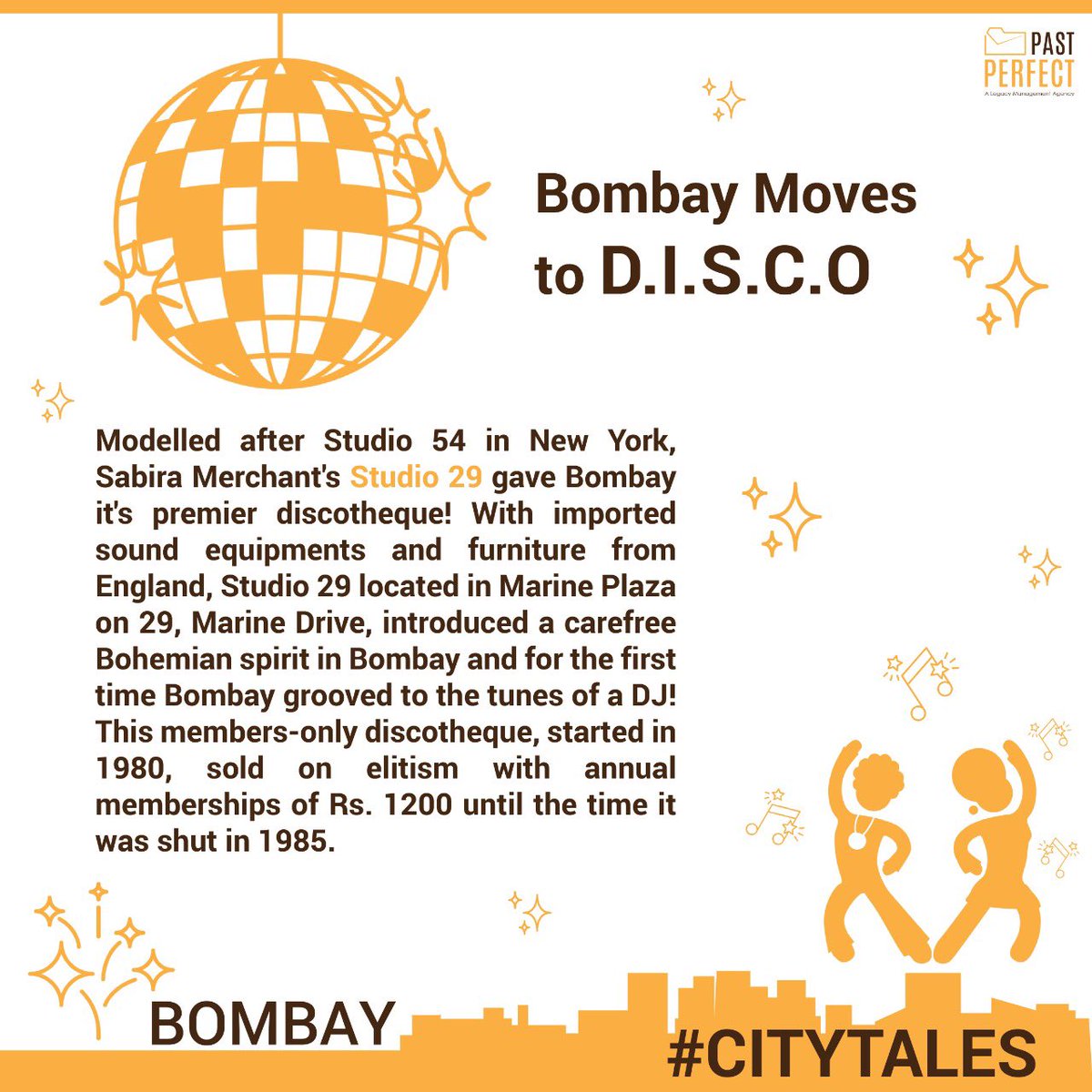 PastPerfectLive's tweet photo. When #Bombay wore stretchy, tight spandex clothes and learnt to do the #Disco. #studio29 #marinedrive #1980s #jaanbaaz #underworld #don #nightlife https://t.co/N9FdzYOnjb