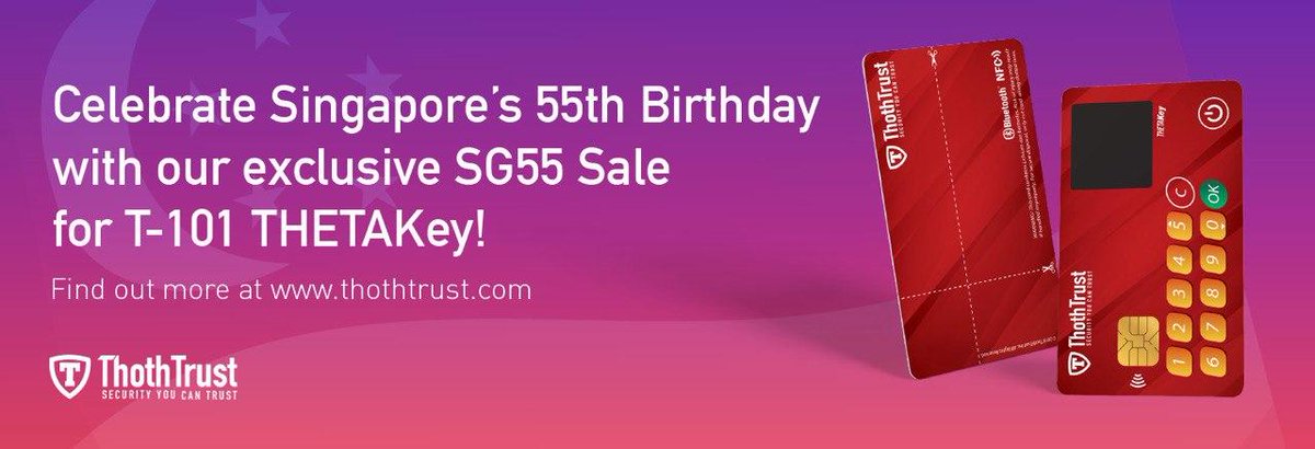 ThothTrustCom's tweet photo. Deploy a host of existing or customized #OpenPGP and #2FA solutions with #THETAKey #T101 to protect your online #identity . #Singapore shipments will receive discount to celebrate #SG55. Visit us at: https://t.co/FnNUcDfxeG

#cybersecurity #ITsecurity https://t.co/I3vcP7Yv6y