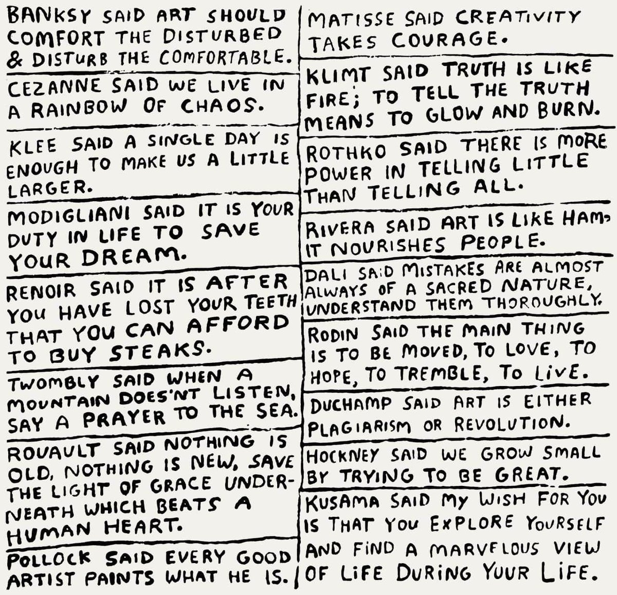 106art's tweet photo. For our fellow artists.
#art #creativity #quotes #lockdown #keepgoing #staysafe #makeart #art #artists #stkilda #studio106 #106art https://t.co/WbFsvLkstL