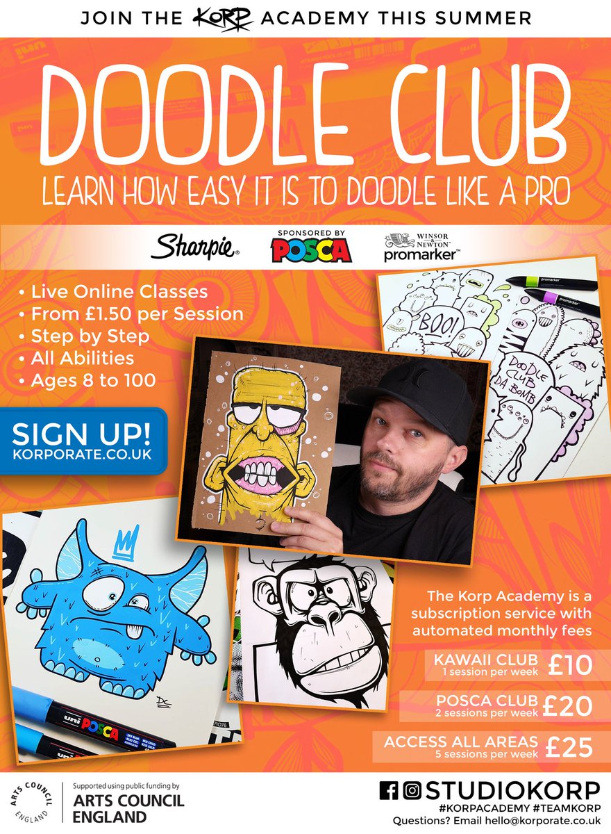 Korporate's tweet photo. Sign up to ACCESS ALL AREAS before Tuesday for the permanently low price of £20 per month.
#artclass #learntodraw #doodleworkshop #onlineart https://t.co/iiAbLi7HyG