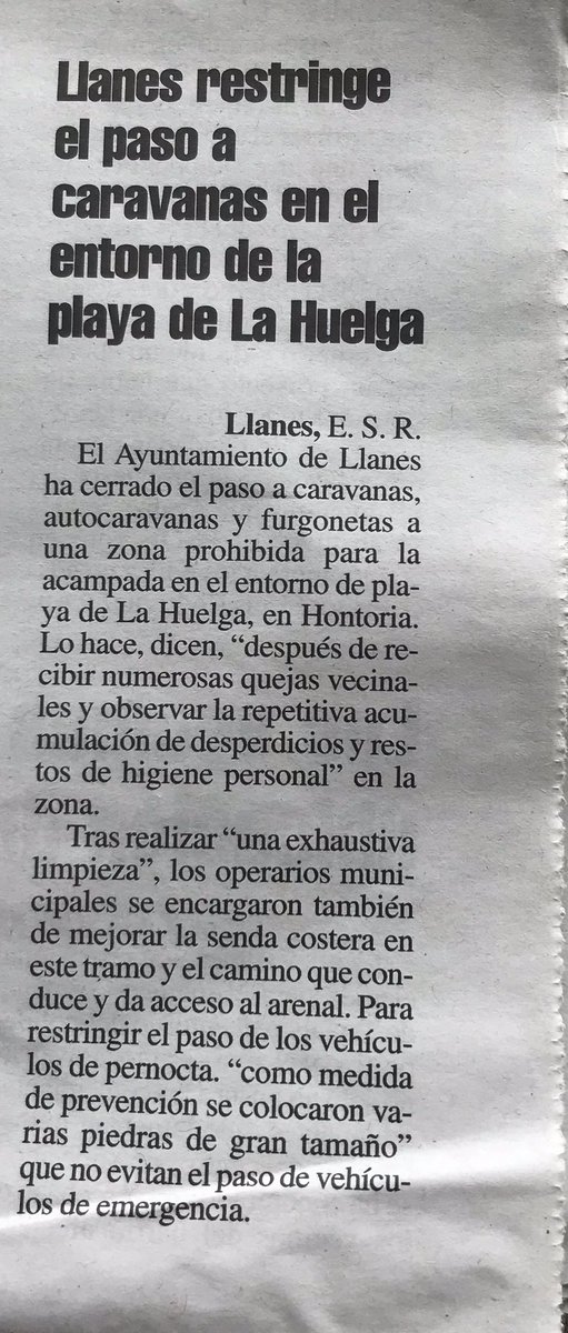 El PSOE de Llanes prohíbe las autocaravanas en otra zona del Concejo debido al impacto mediambiental y por seguridad.