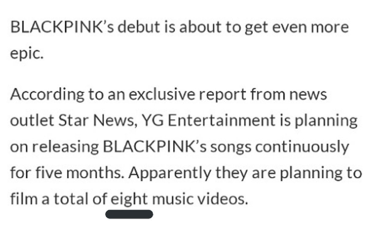 YG promised to film and release 8 music videos for  @BLACKPINK until the end of the year (2016) and continously release new songs. 2020, 4 years later, we finally have total of 8 music videos, 14 original songs and 2 colabs 