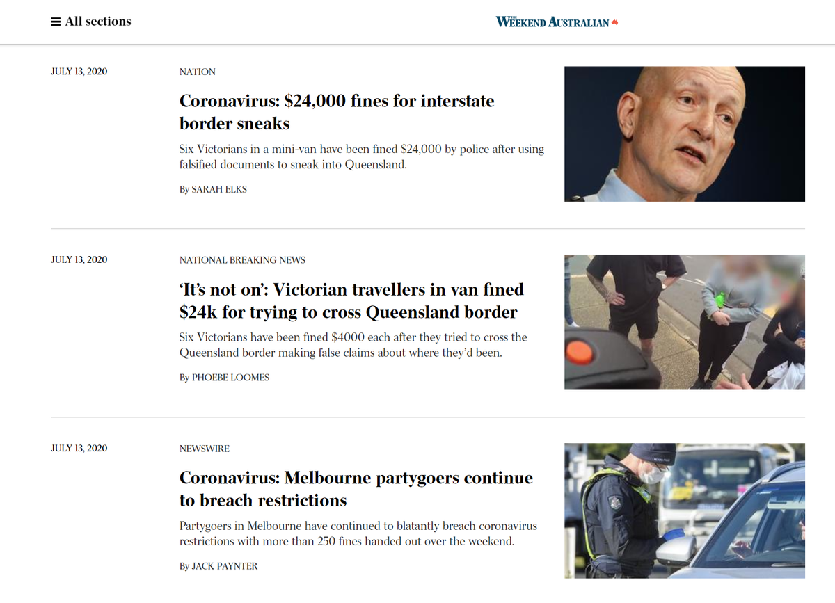 I'm guessing these several thousand people who have been fined for breaking COVID19 restrictions will be featured on front pages over the course of the next two or three decades. I't s not about race, you see, which is why they'll get the same treatment.