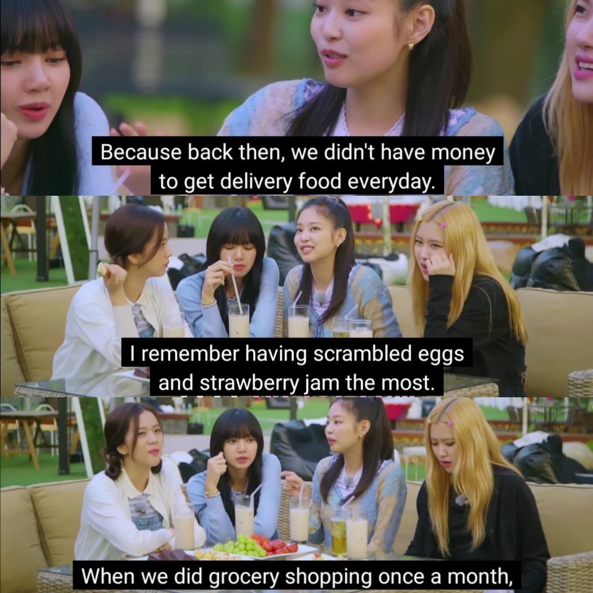 When they were rookies, they were on weekly idol and they asked for home furniture and a refrigerator because they didn't have any. They did grocery shopping once a month and ate scrambled eggs with strawberry jam(wtf) all the time because they didn't have money for delivery food