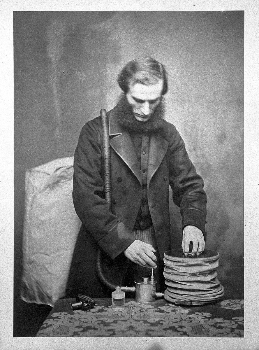 Anaes_Heritage's tweet photo. #OTD in 1868, Joseph Clover presented a paper on nitrous oxide at a @TheBMA meeting. 📄 He adapted his chloroform apparatus for N2O & began using it for minor surgical procedures. Later Clover even developed a combined ‘gas and ether apparatus’ #CleverClover #histmed https://t.co/yb9ZvlSSPM