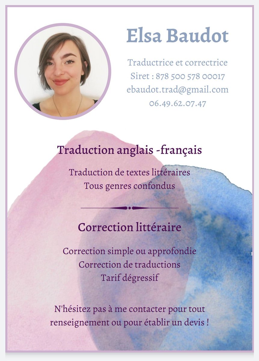 Bonjour à tous ! Si vous cherchez une traductrice ou une correctrice, n'hésitez pas à me contacter, je serais ravie de pouvoir vous aider ! 😊