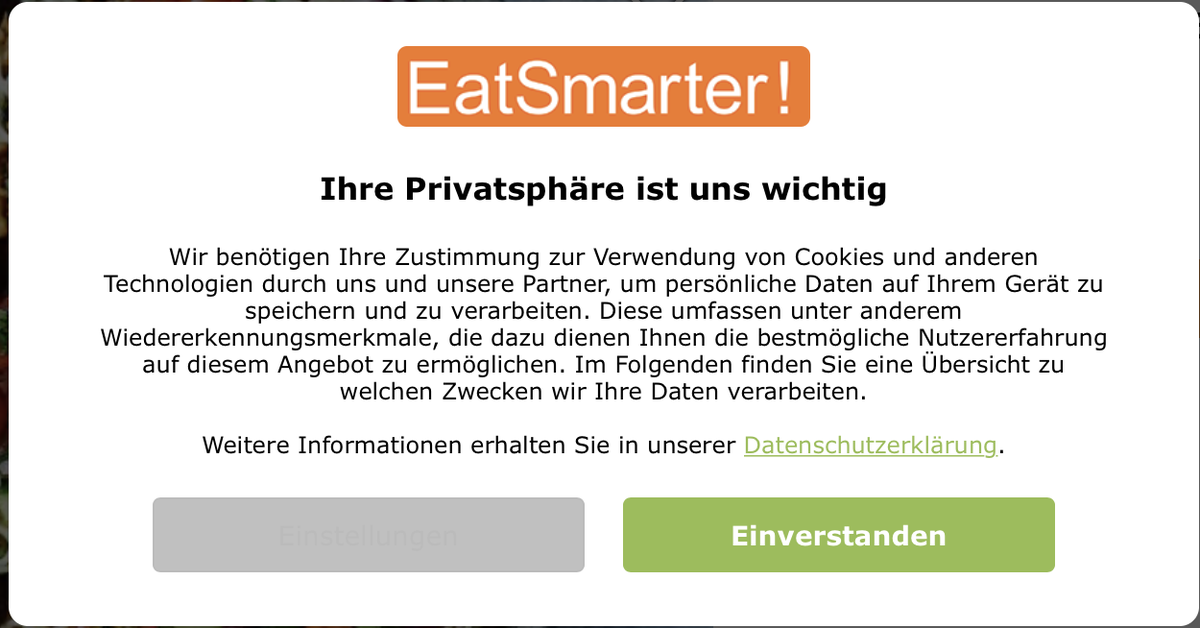 einfachderjan's tweet photo. Hey @EatSmarter_de, ist dieser Cookie Hinweis euer Ernst?   Ich glaube kaum dass ein Kontrastverhältnis von 1:1,05 WCAG konform ist... https://t.co/jzfHHGdy9J