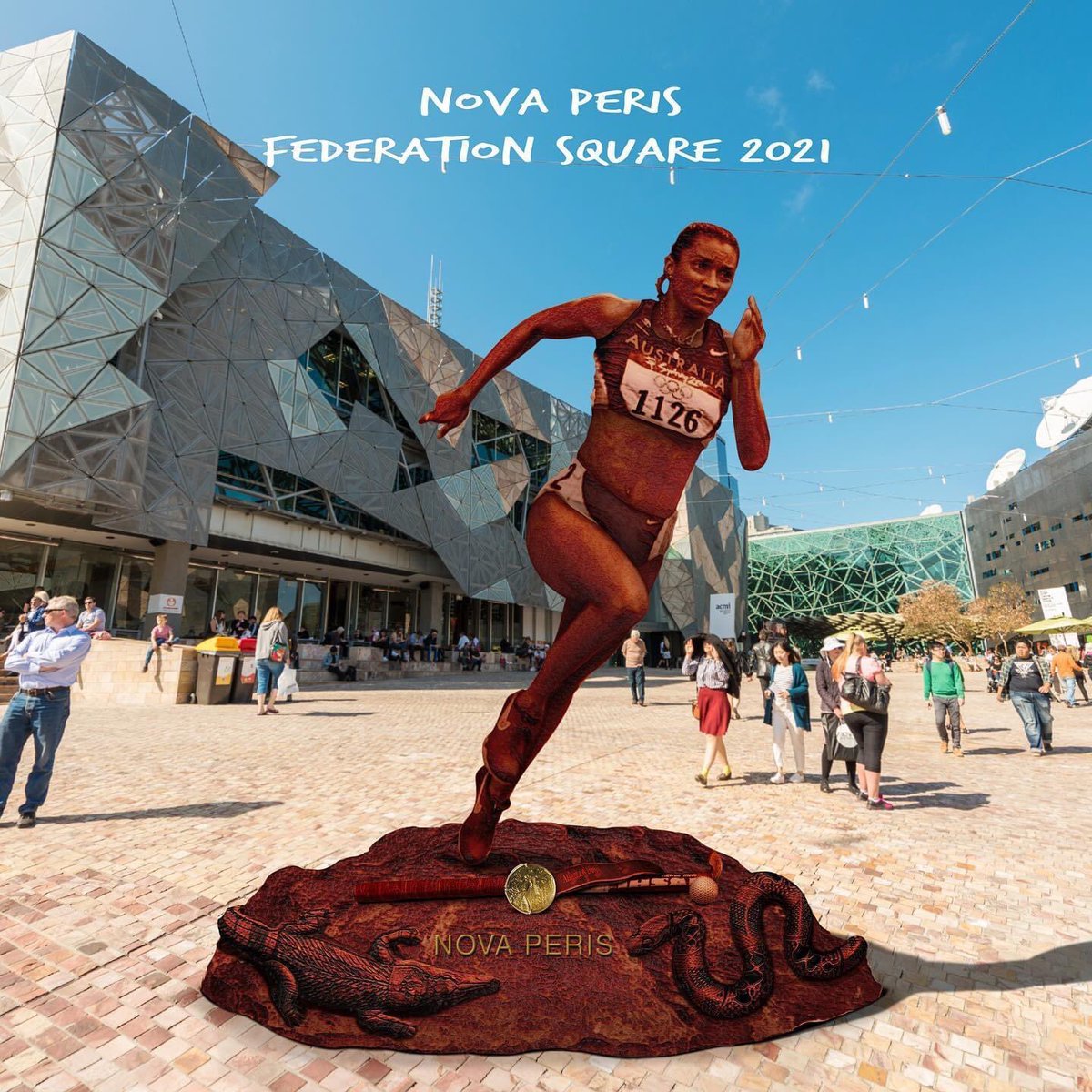 Can’t wait for the unveiling next year at the start of #reconciliationweek in #federationsquare #melbourne #bronzestatue #novaperis #dreamwalker 👣✊🏾
