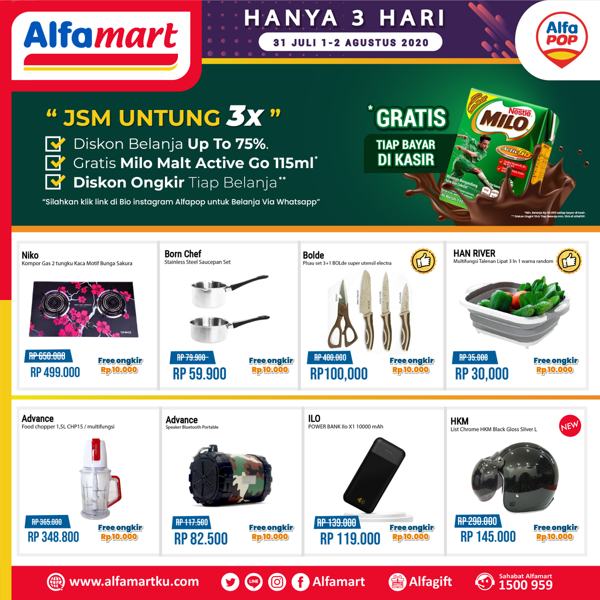 alfamart's tweet photo. Lengkapi kebutuhan Dapur anda dengan Peralatan Berkualitas di Alfapop dan dapatkan Free Ongkir 10ribu setiap belanja!
-
Info lebih lengkap? Kepoin terus IG @Alfapop_id  ya!

Periode 31 Juli - 2 Agustus 2020
#NewNormalBelanjaDiAlfamart #AlfamartSayNoToPlastic #JSMAlfapop https://t.co/IHc2pHpTj1