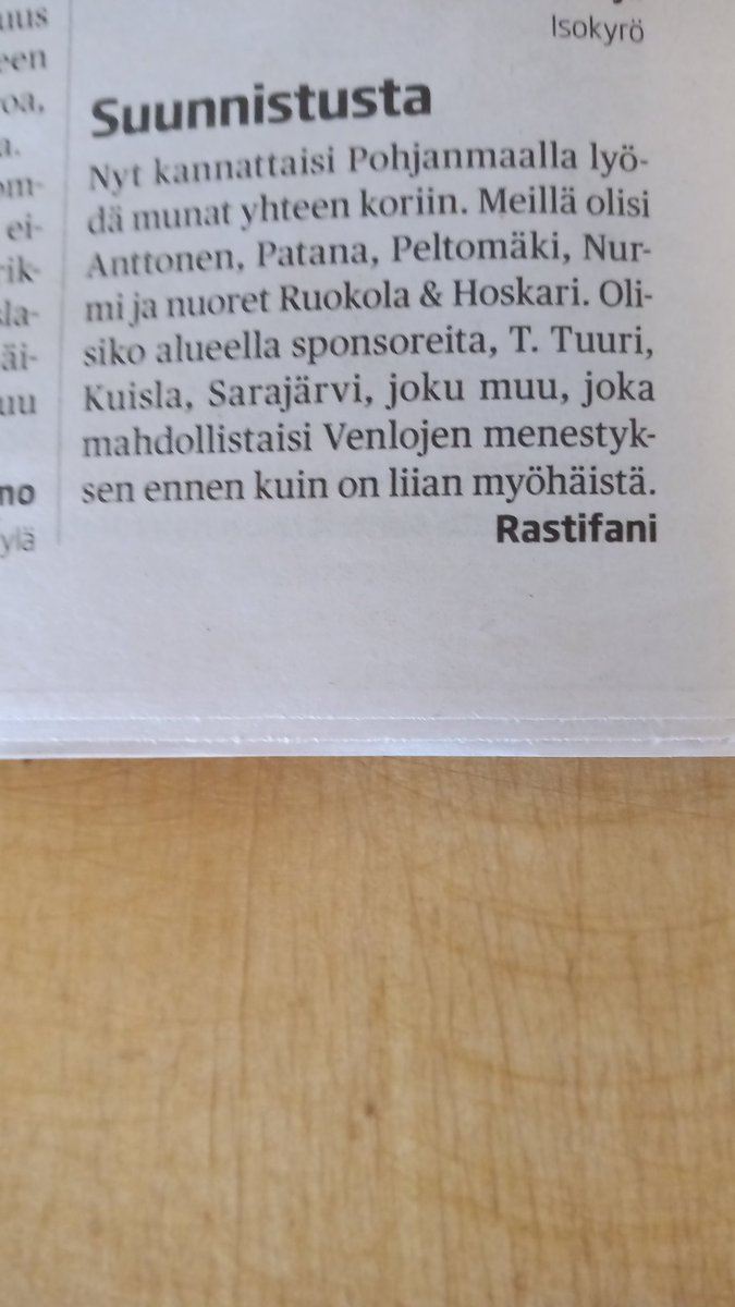 Seuraava tehtävä urheilupäällikkö <a href="/teemaIC/">𝕿𝖊𝖊𝖒𝖚 𝕸𝖆𝖏𝖆𝖘𝖆𝖆𝖗𝖎</a> :lle. Voin tehdä radan treeneihin, jos saat tuon porukan Pohjanmaalle Venlojen viestin joukkueeksi.