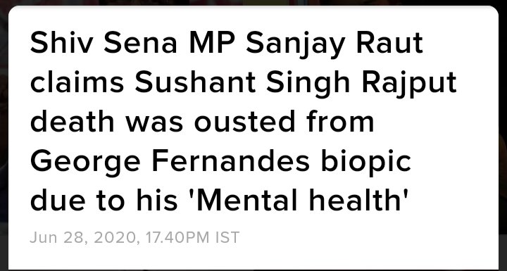 #2 At end of June, the former editor of Shiv Sena's own publication called "Saamna" - Sanjay Raut - published a full piece saying that Sushant had become mentally unstable because of career failure which was due to nepotism, so no need for more investigation  #MahaGovtSoldOut