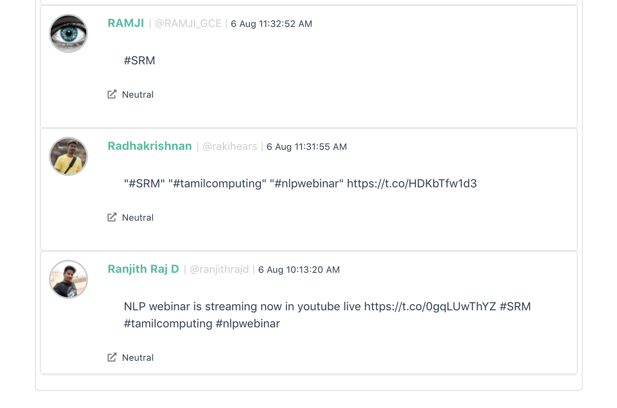 ranjithrajd's tweet photo. Thanks for all participants and @subalalithaCN  madam for the opportunity. 
#SRM #nlpwebinar @tamilcomputing
Wonderful talk @rakihears
Screenshot from demo https://t.co/YLCqvIxKuw