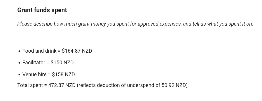 ...except that it's only half true. When I looked at the grants, I saw multiple items that weren't very.. pertinent.A grant of $2000 to shoot jazz concerts in Norway. $300 for a fashion museum in NZ. $650 for a women in STEM conference in Atlanta. Not very "essential", right?