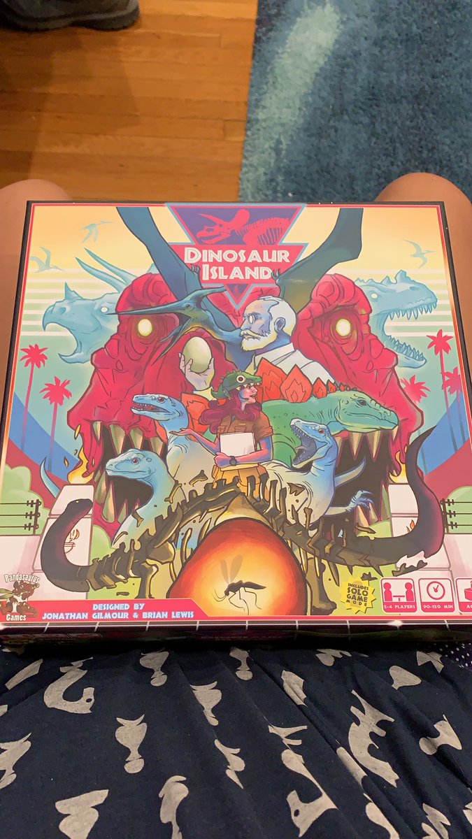 DINOSAUR ISLAND: it’s Jurassic Park except extremely brightly colored.  Have failed to learn how to play and yet somehow I know I still like this game? 3/5