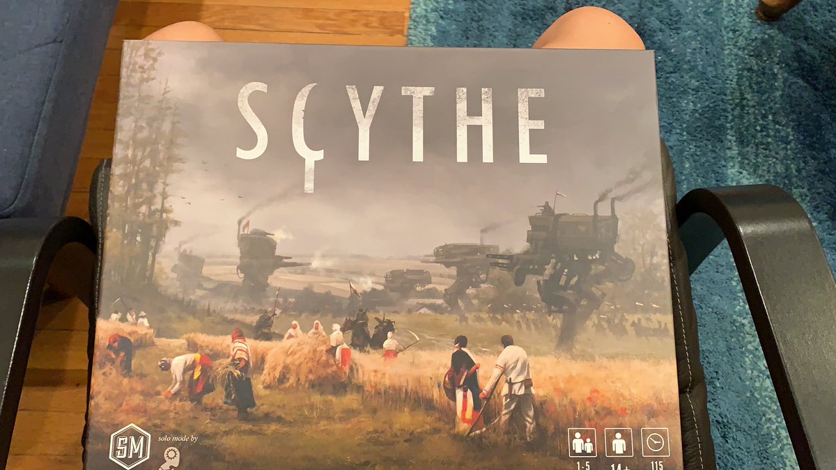 SCYTHE: fun to get into some heavier games! This took like a half an hour to set up and  @melschir and  @OliviaValcarce wanted to make plans and I said “I’m sorry it is going to take me all day to learn this game” and I had a great time. 4/5