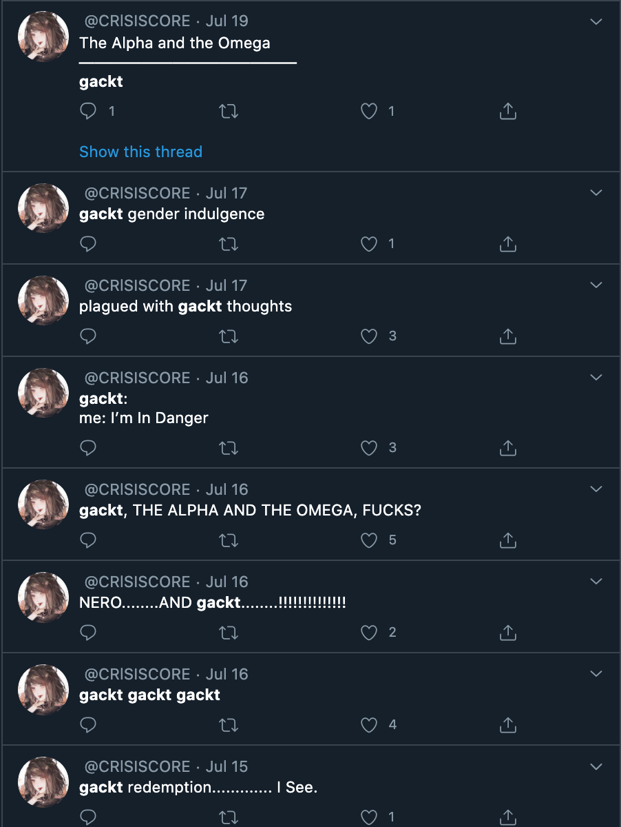 AKlRAFUDOU's tweet photo. RIN CHANGED MY FUCKING TWEETS TO SAY GACKT INSTEAD OF VERGIL I HATE HER SO MUCH https://t.co/20awWr1Yd7