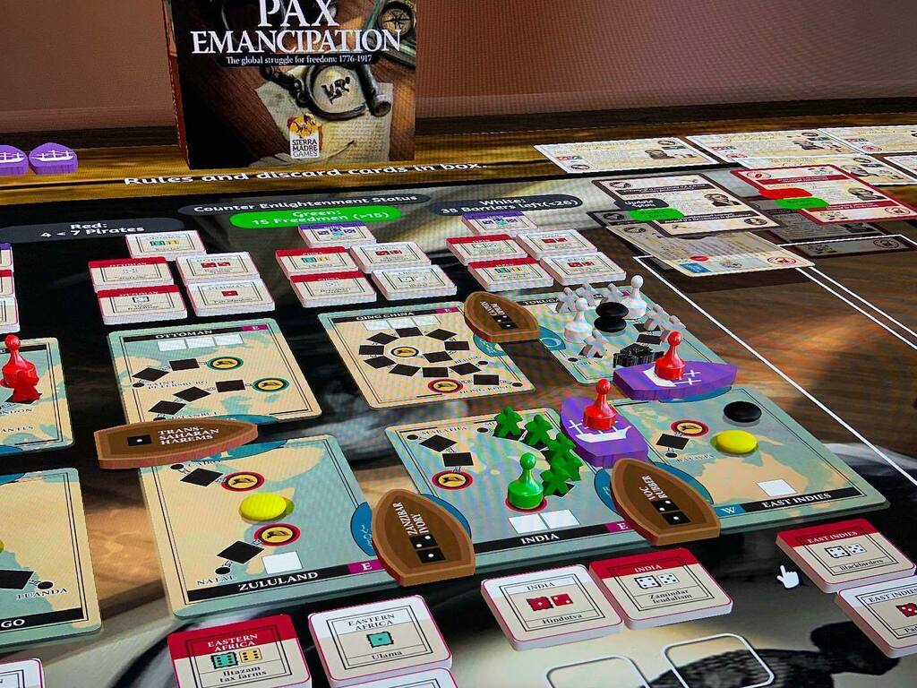 cfarrell317's tweet photo. Pax Emancipation from #sierramadregames on #tabletopsimulator. Nice scripted module. After being utterly horrified by Imperial Struggle, to the point that I will finish my current online game and never touch it again, I felt I had to revisit Pax Emancipa… https://t.co/Yle3xY9ynq https://t.co/biANygDyMm