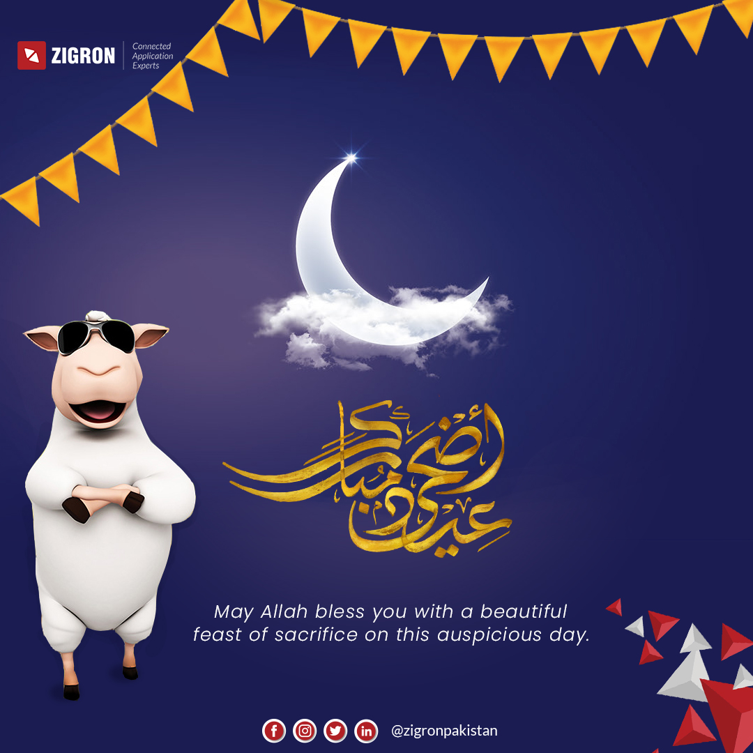 ZigronInc_'s tweet photo. Eid ul Adha Mubarak to everyone. Let's revive the spirit of sacrifice and share our blessings with each other. Have a wonderful Eid with your loved ones.
#EidulAdhaMubarak #EidulAdha2020 #Zigron #Pakistan https://t.co/9kgD0Lf4tu