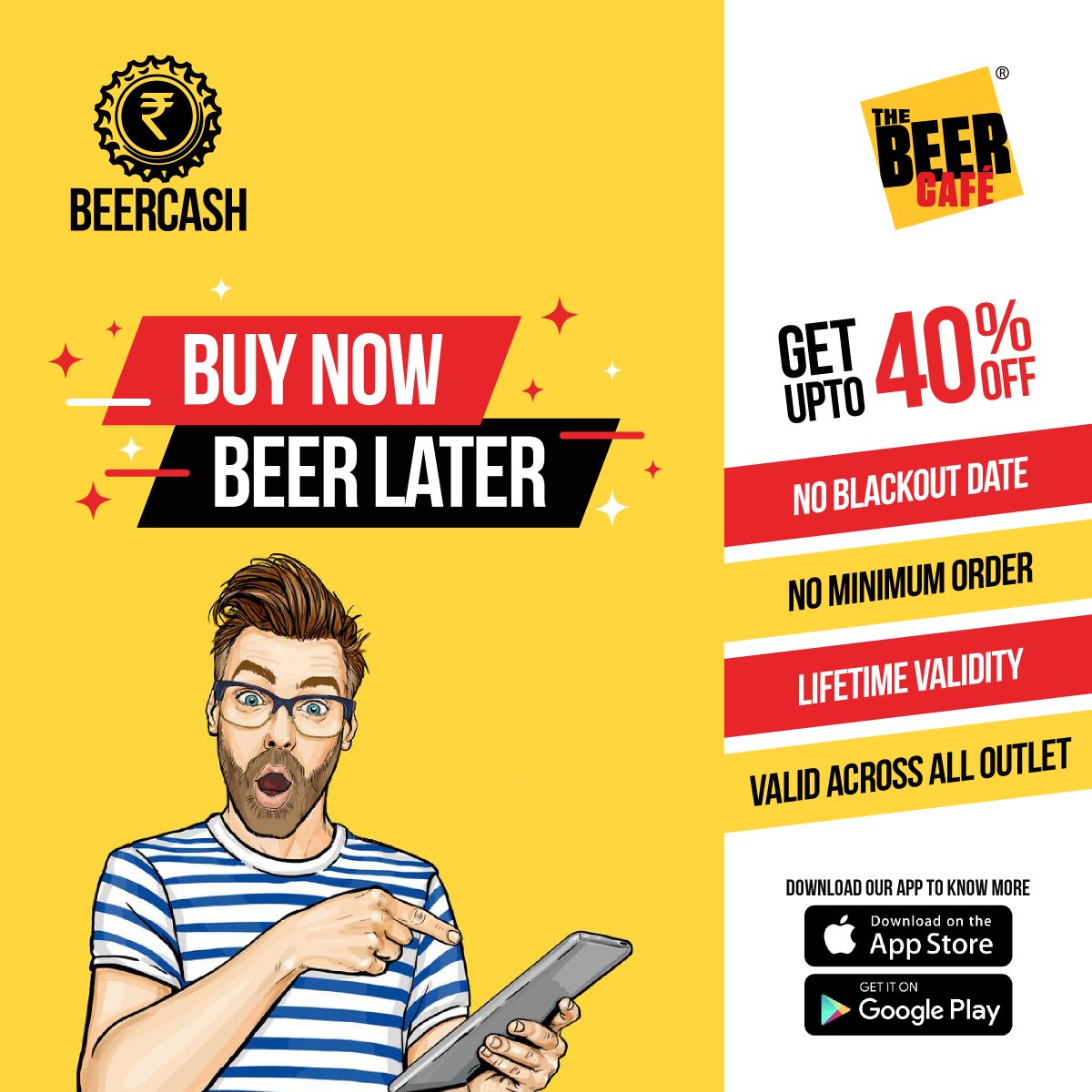 Buy Now Beer Later - Enjoy the '#BeerCash' voucher and get upto 40% off.. there is no minimum order requirement and no blackout dates..just enjoy whenever you want...this voucher has lifetime validity and valid across all outlets. Buy Now - thebeercafe.page.link/QQUAtwInsta