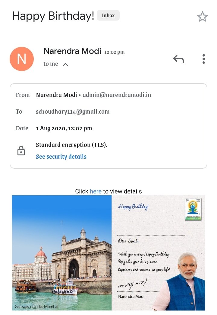 GS-45◆

धन्यवाद जननायक श्री <a href="/narendramodi/">Narendra Modi</a> जी।

साथ ही मेरे समस्त साथियों का धन्यवाद मेरे जन्मदिन की बधाई व साथ देने के लिए में आप सब का शुक्रगुजर हु।