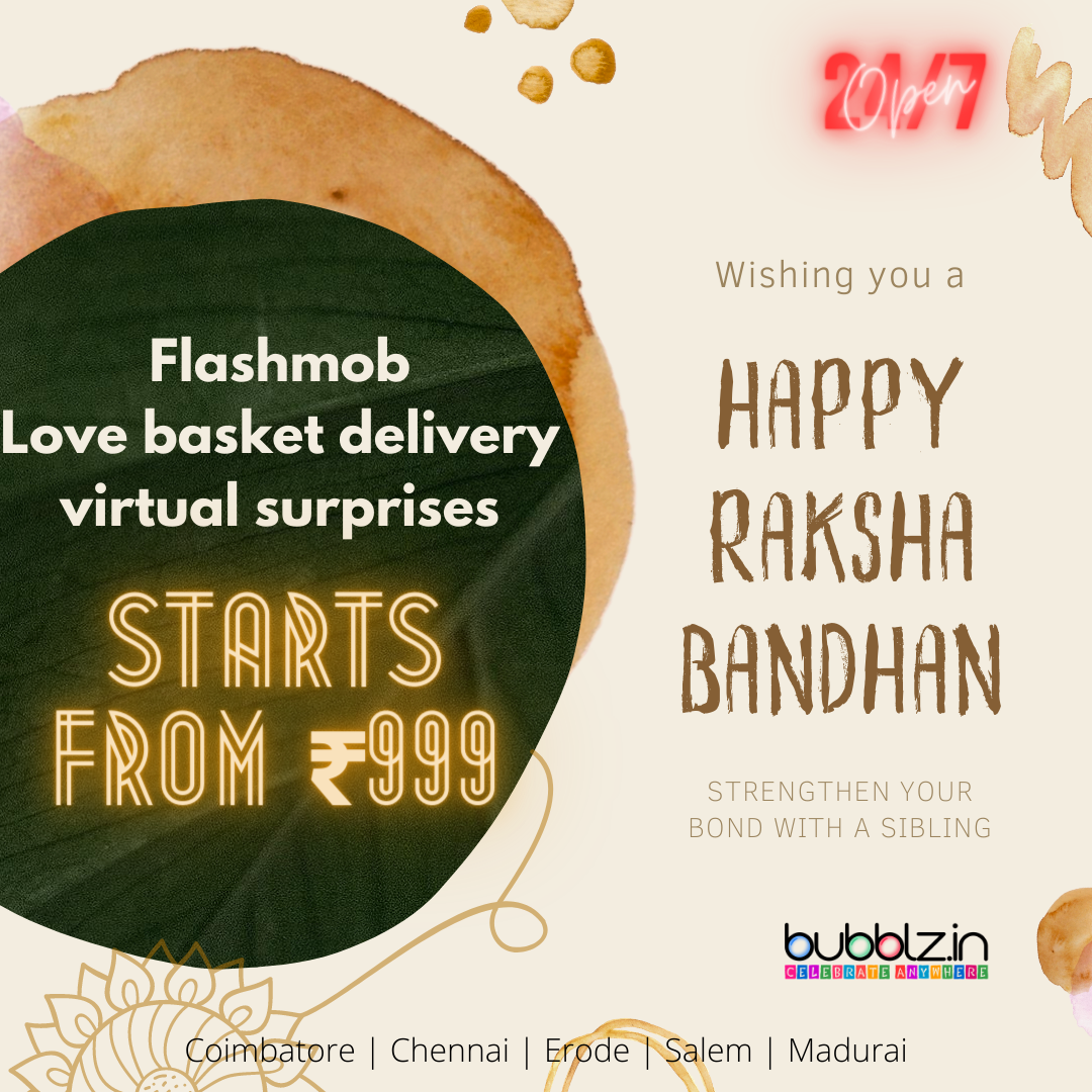 bubblz_in's tweet photo. https://t.co/h5zNgv3C4L
Rush virtually to block the delivery slots to surprise your siblings.
#bubblzdotin #RakshaBandhandhan #Chennai #Coimbatore https://t.co/3MHe2YB2ij