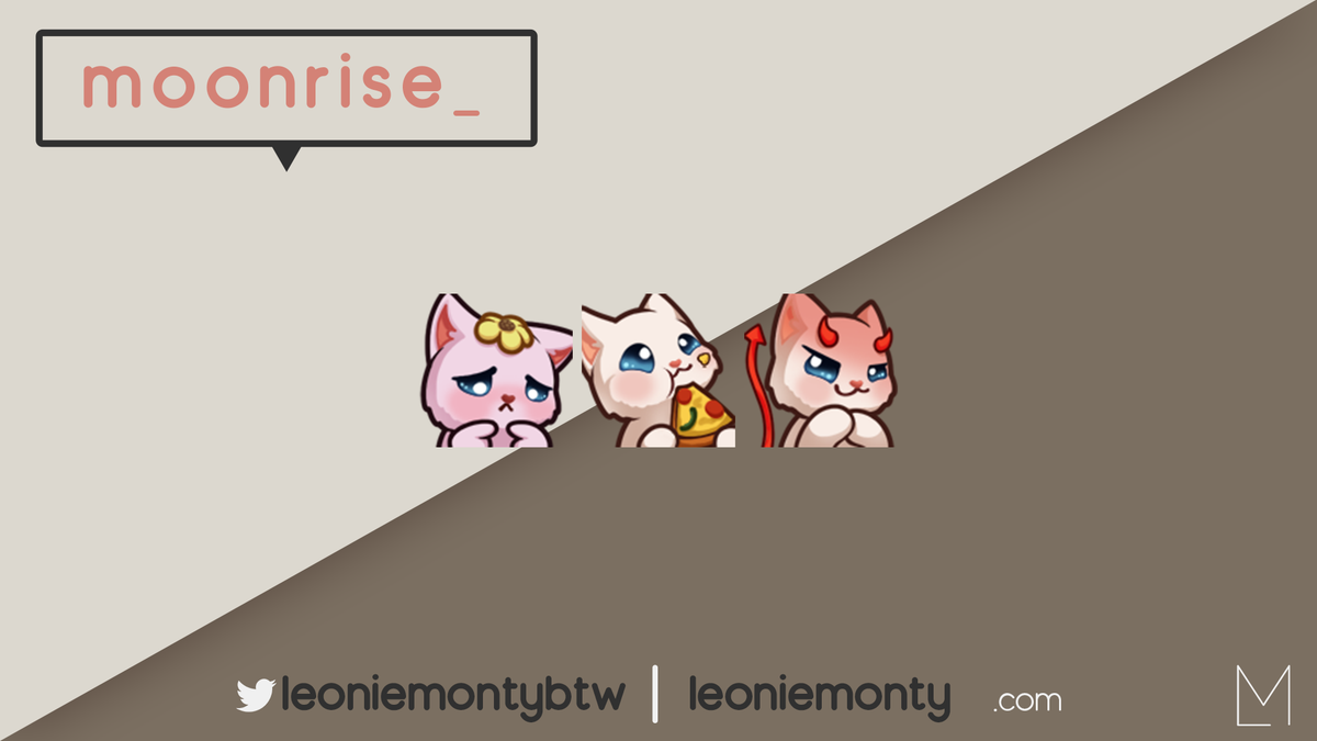 MoonrisePlays's tweet photo. I was gonna wait until tomorrow to announce these but IM TOO EXCITED NOT TO ANNOUNCE THEM NOW MEEEEEP.🤪 These are our new bit emotes!! Thank you so much @LeonieMontyBTW for your amazing work!! 😻🐱🍕🌼💛 https://t.co/uXRTDrMrcQ