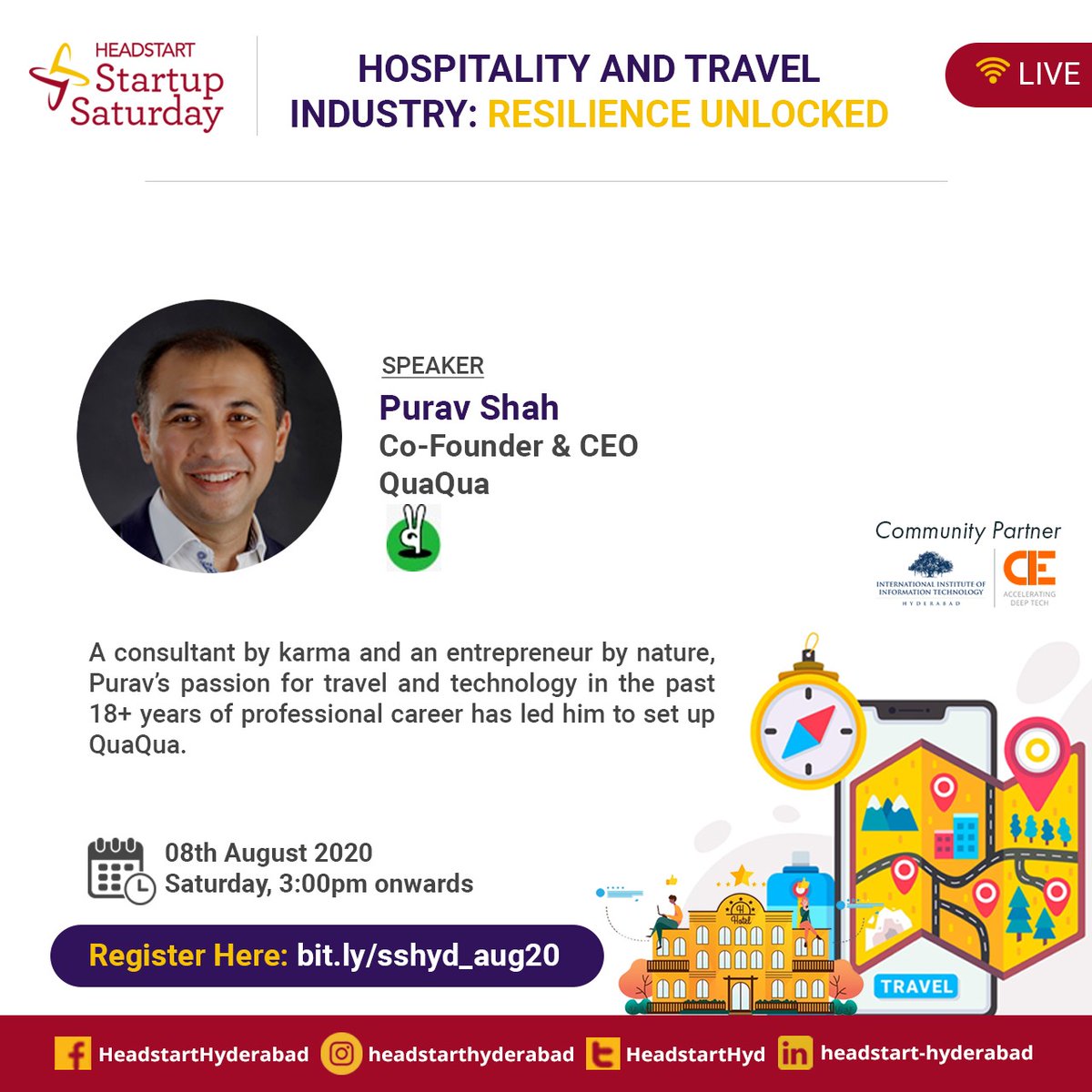 HeadstartHyd's tweet photo. #Hyderabad-based QuaQua is the world’s first immersive travel platform that creates virtual reality (#VR)-enabled content for the #travel and #tourism industry.
Register: https://t.co/Z8F7ppC1hN
#traveltechnology #travelvideo #sshyd #headstart #startupsaturday #hospitality https://t.co/cSRBfjWh1P