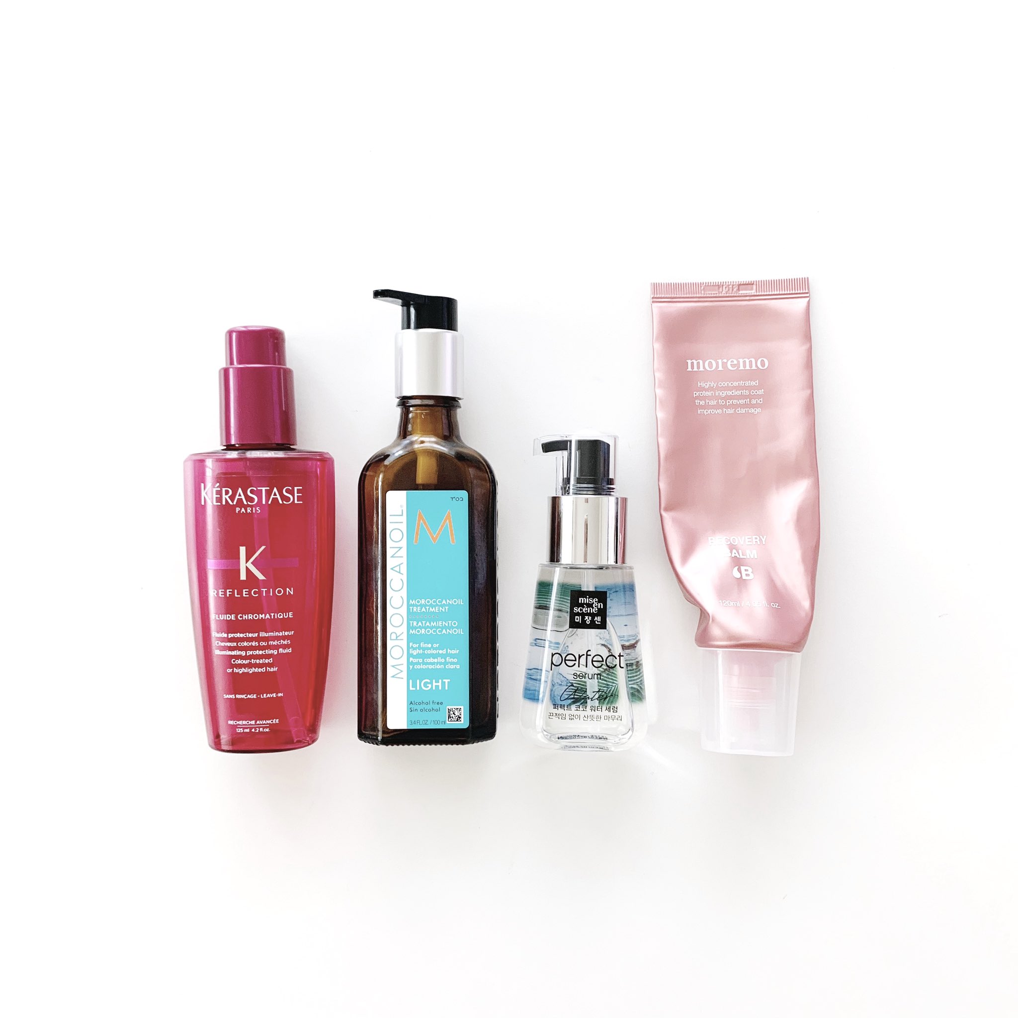 Shoko 好きなヘアオイルとヘアバームまとめてみた わたし的に夏のヘアオイル は ミジャンセンのウォーターセラム一択 さらさらのオイルで大好き バニラムスクの香りが最高なのはモロッカンオイル バッサバサなダメージヘアにはモレモのリカバリー