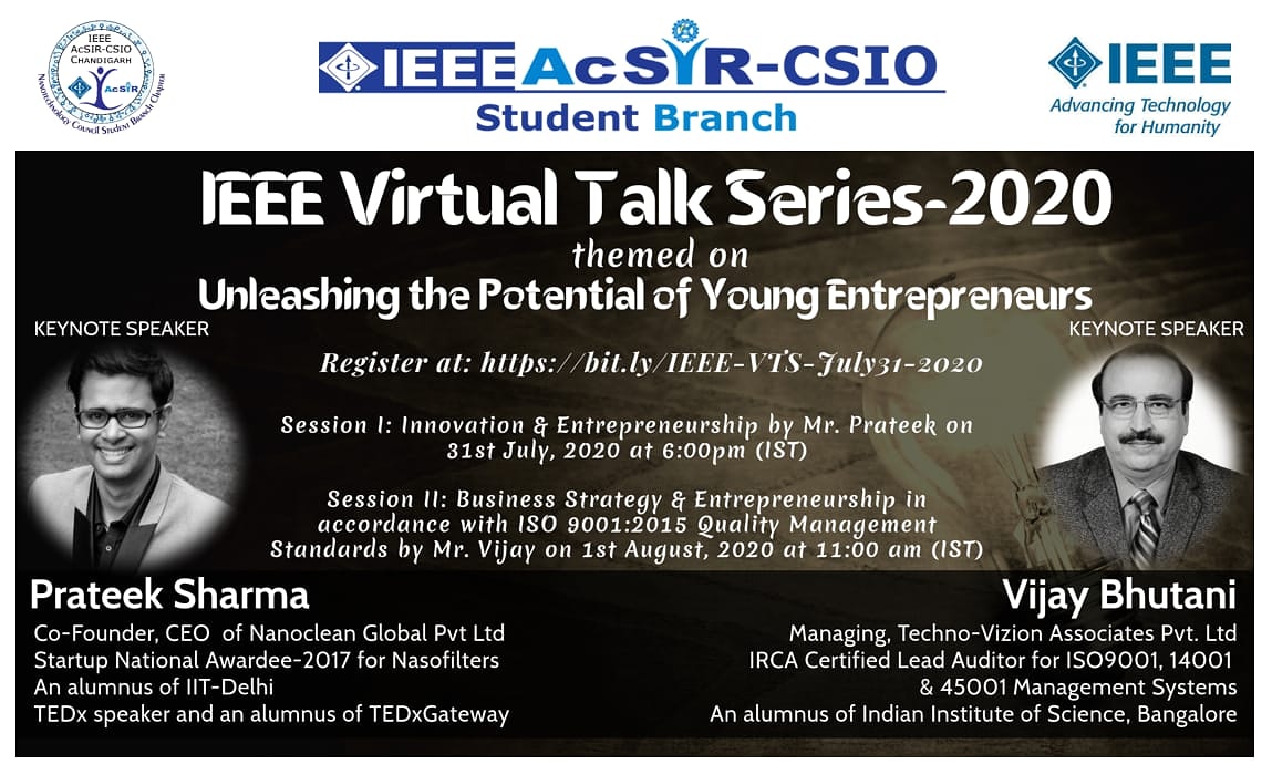 ieee_acsircsio's tweet image. IEEE AcSIR CSIO student branch successfully conducted Virtual Talk Series on &quot;Unleashing the Potential of Young Entrepreneurs&quot; on Virtual Meeting Platform. 
#IEEE #AcSIRCSIO #CSIO #entrepreneurs #technology 
@IEEEorg @ieeedelhi @IEEER10SAC @IEEER10 @csioscholarcell @AcsirS