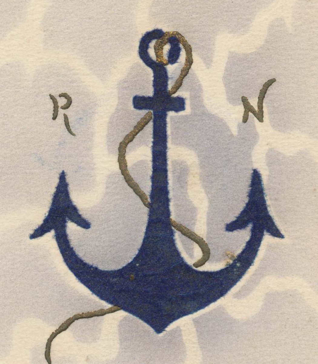 In Patriot Games, Sean is impaled on an anchor!We have this cute WWI-era postcard...