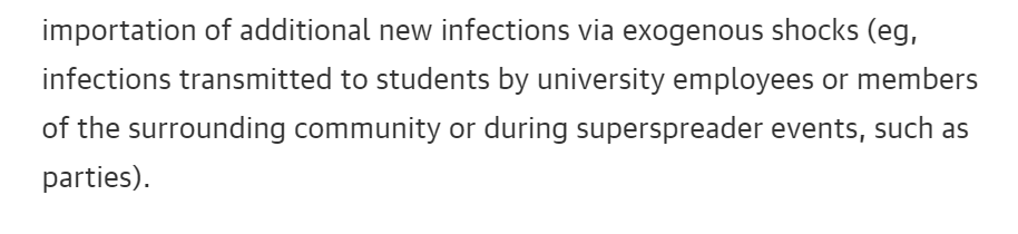 . @ADPaltiel calls these new infections "exogenous shocks" & describes how they might arise. 14/