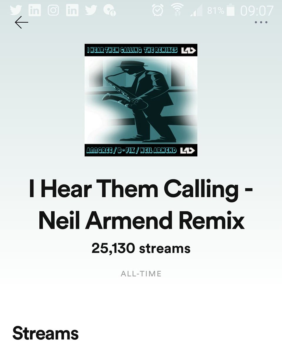 Congrats to Neil Armend on his remix of our track. 
First 25,000 streams.
The cool thing is we have not pushed this for a while due to everyone doing new music. 
All 3 remixes here.
open.spotify.com/album/2kVHLmpY…

#spotify #music #producer #edm #popmusic #germany #studio #playlist #dj