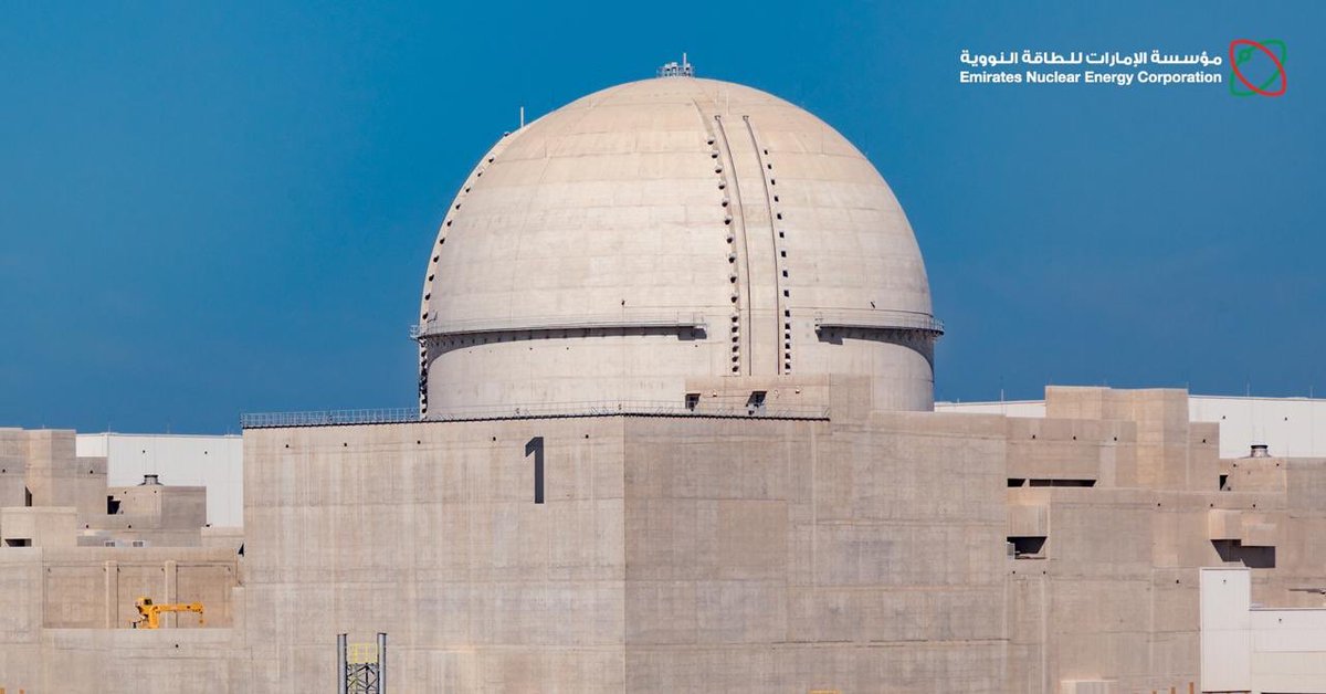 ENEC_UAE's tweet photo. The safe start-up of Unit 1 of the Barakah Plant is a great moment of pride, and brings us another step closer to emissions-free electricity to power the future growth of our Nation.  Read more here https://t.co/M5KXUMnnFC
 #BarakahDream https://t.co/VZU5IETg8L