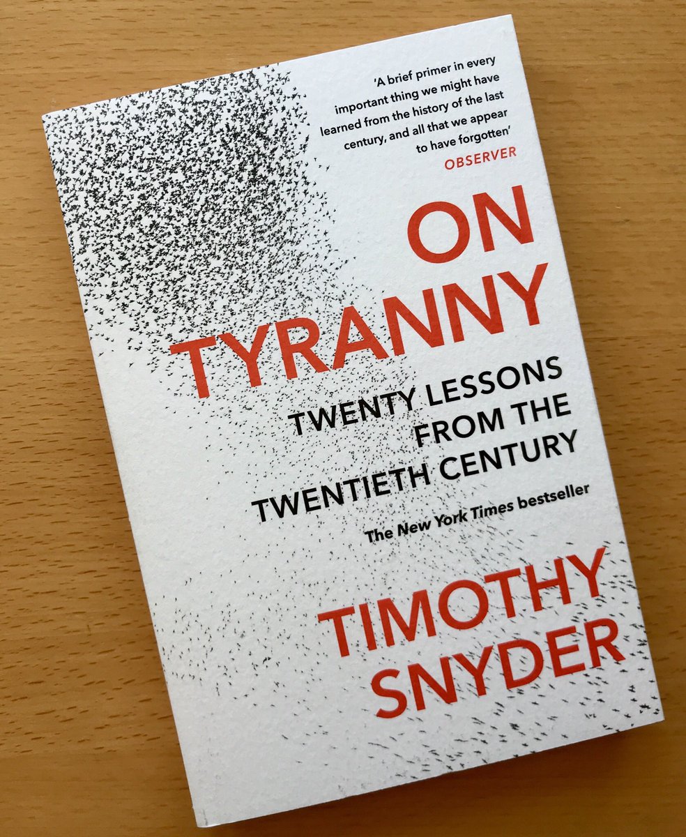 Another urgent, mobilising read is “On Tyranny” by  @TimothyDSnyder, which is strongly recommended for giving to any friend or family who doesn’t see what is going on here and in the US...   #resist  #revolt  #remove  #OnTyranny