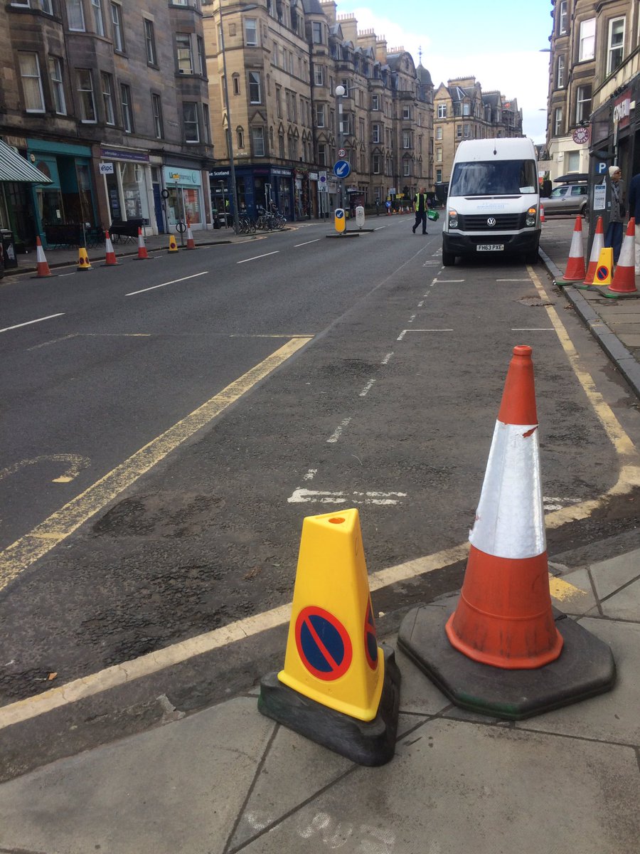 In Bruntsfield and have just watched 2 women remove  #SpacesForPeople cones from outside their shops - have photos - approached them - they said it was a protest. Sadly won’t be able to support their businesses now.