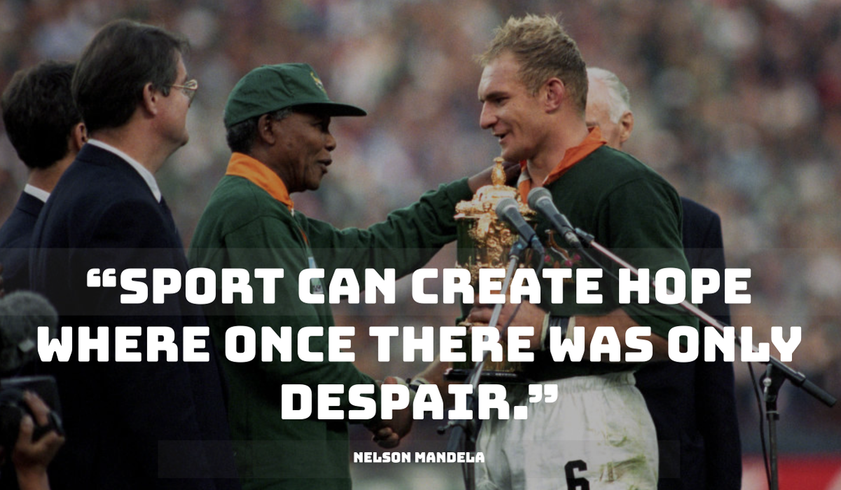 RLabs's tweet photo. "Sport can create hope where once there was only despair.” - @NelsonMandela 🇿🇦 ✊🏽  #TeamSikhaba https://t.co/8g65VlSUrn