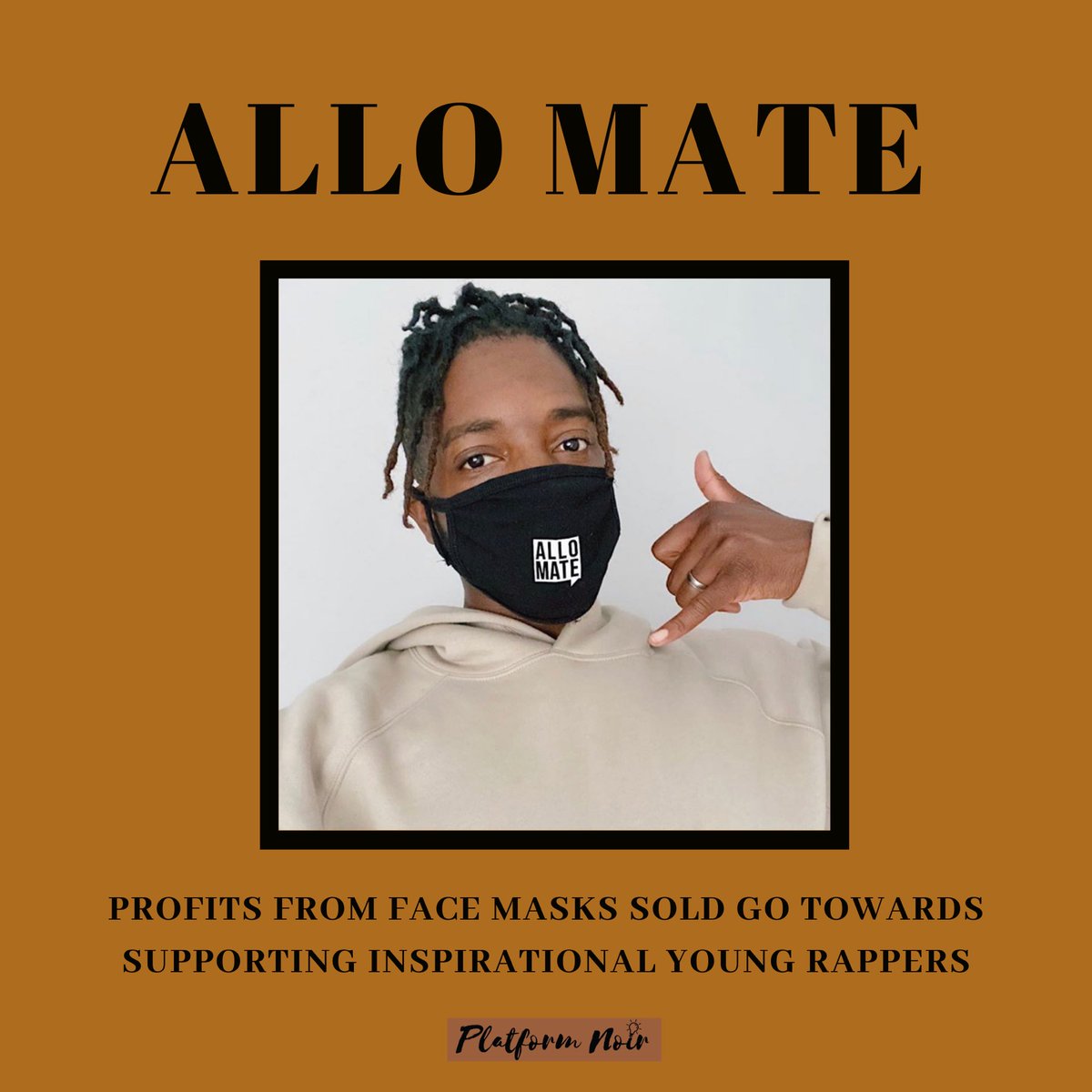  @AlloMateOnline Profits from face masks sold go towards supporting inspirational young rappers https://allomate.co.uk/shop/  https://instagram.com/allomateonline?igshid=vf3q1op9rs6v
