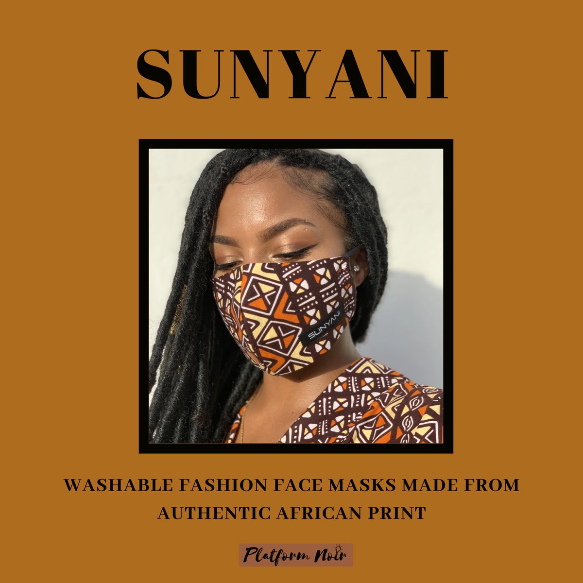 SUNYANIWashable fashion face masks made from authentic African print https://www.sunyanistore.com/  https://instagram.com/sunyani.clothing?igshid=16nggdhjxf4b8